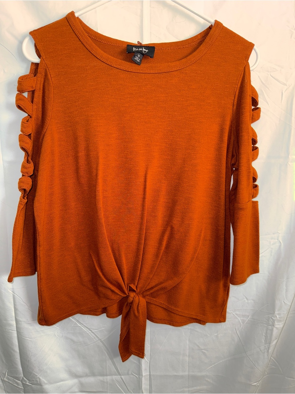 Like New- by & by Burnt Orange Cold-Shoulder Knot Front Tunic- Size M